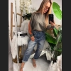 Bluza bawełniana w kolorze khaki z pomarańczowymi lampasami